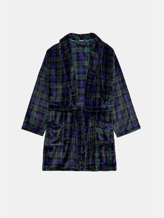 Minerva Χειμερινή Καρό Ανδρική Ρόμπα Fleece  96-71213-310 - Image 4