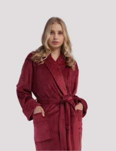 Vienetta Plus Size Γυναικεία Χειμερινή Βελουτέ Ρόμπα 161957-0002