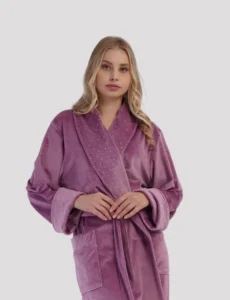 Vienetta Plus Size Γυναικεία Χειμερινή Βελουτέ Ρόμπα 161969-0002